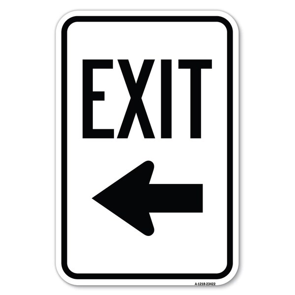 Parking Lot Sign Exit Sign Left Arrow Heavy-Gauge Aluminum Sign, 18" L, 12" H, A-1218-23422